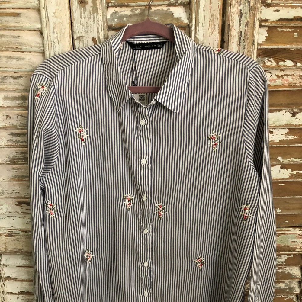 ZARA STRIPED EMBROIDERED TUNIC